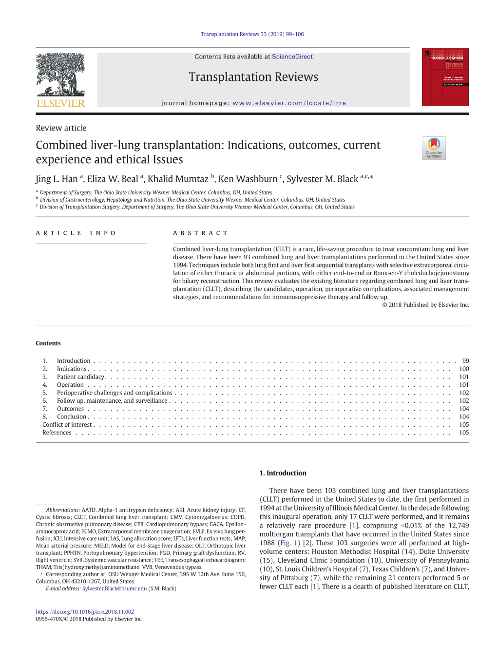 Combined Liver-Lung Transplantation: Indications, Outcomes, Current Experience and Ethical Issues