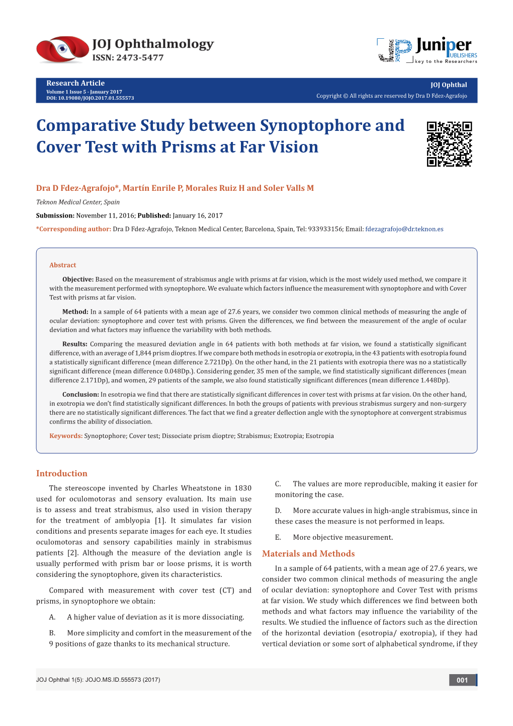 Comparative Study Between Synoptophore and Cover Test with Prisms at Far Vision
