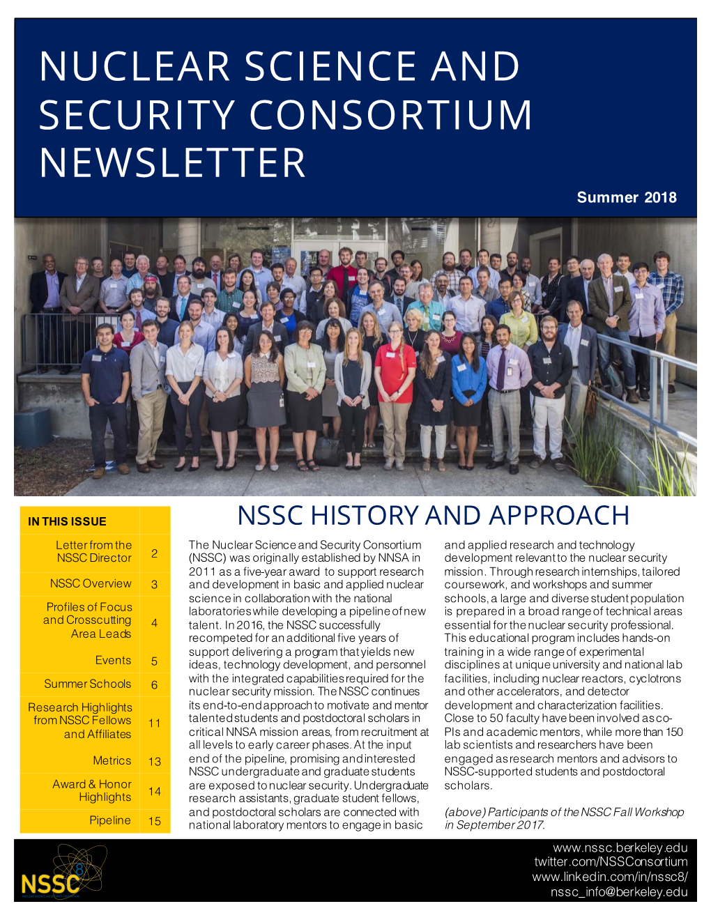 NUCLEAR SCIENCE and SECURITY CONSORTIUM NEWSLETTER Summer 2018