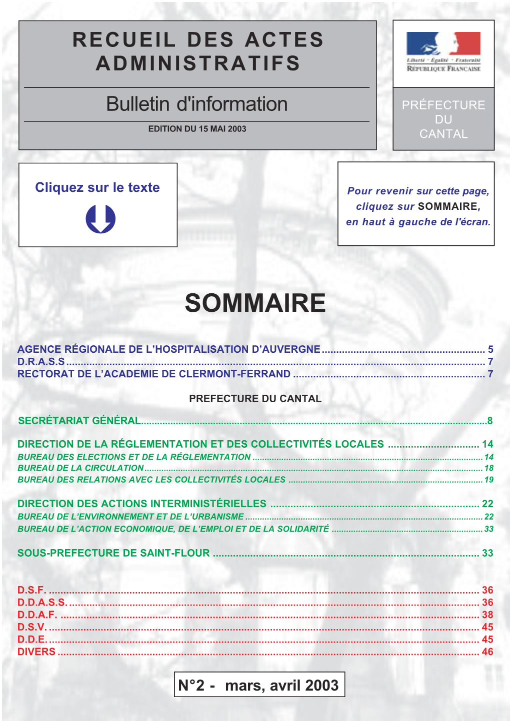 Edition Du 15 Mai 2003 Cantal