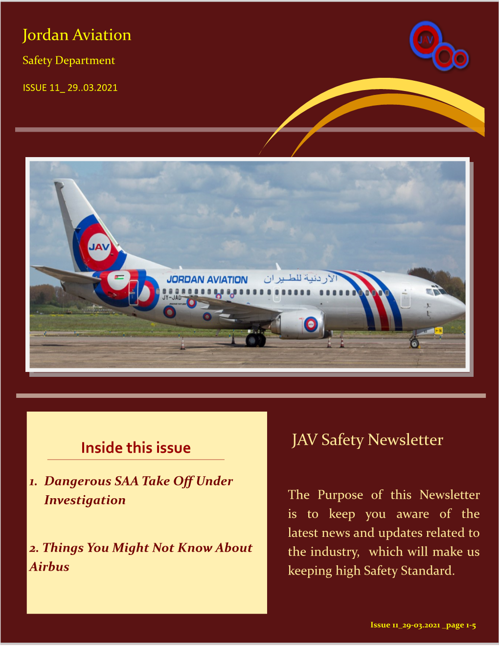 Jordan Aviation Inside This Issue JAV Safety Newsletter