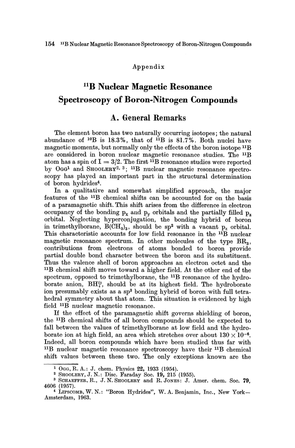 11 B Nuclear Magnetic Resonance Spectroscopy of Boron-Nitrogen Compounds