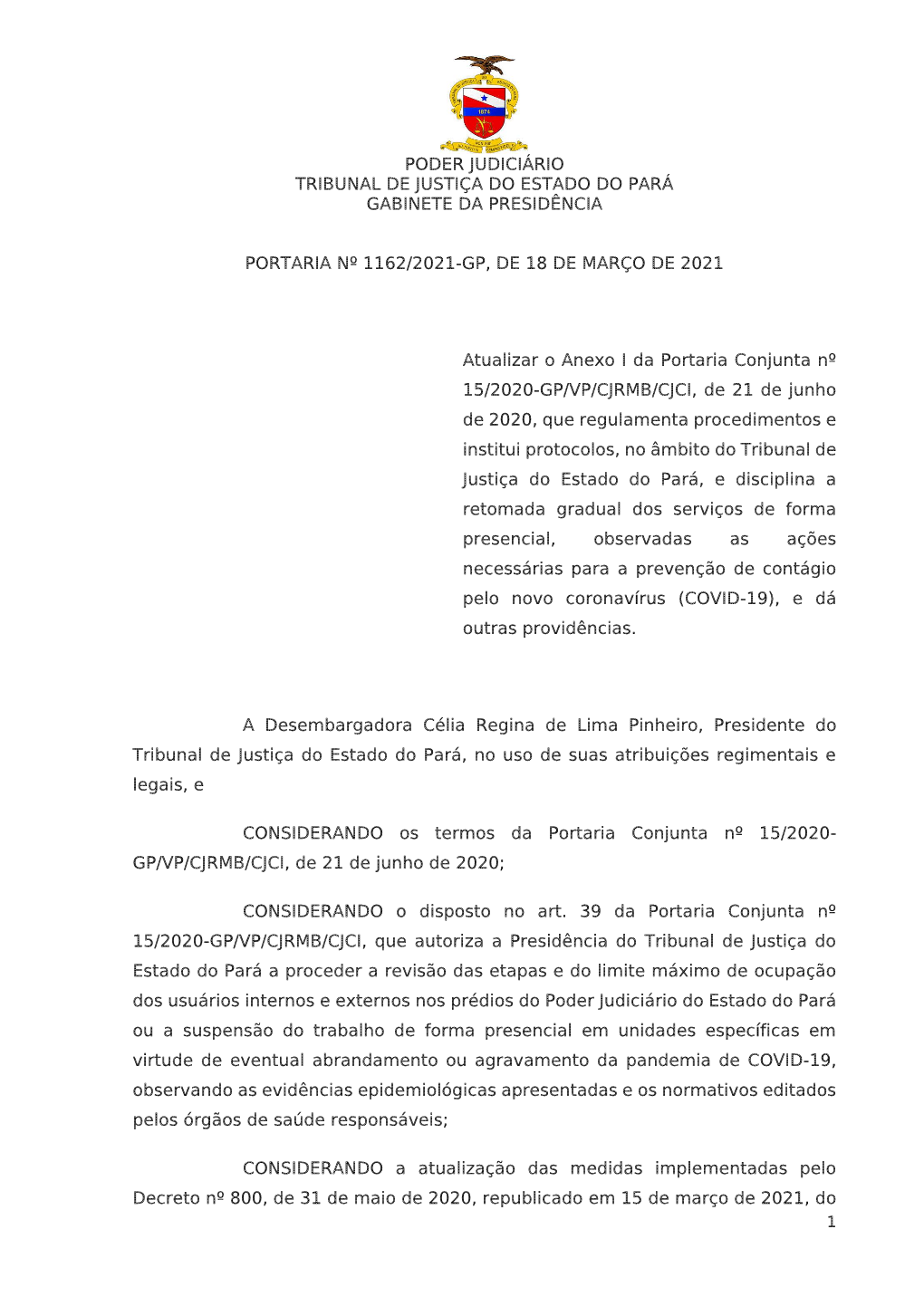 Poder Judiciário Tribunal De Justiça Do Estado Do Pará Gabinete Da Presidência