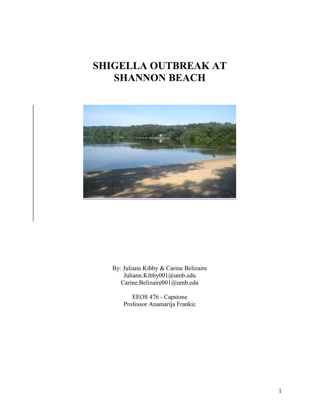 Shigella Outbreak at Shannon Beach