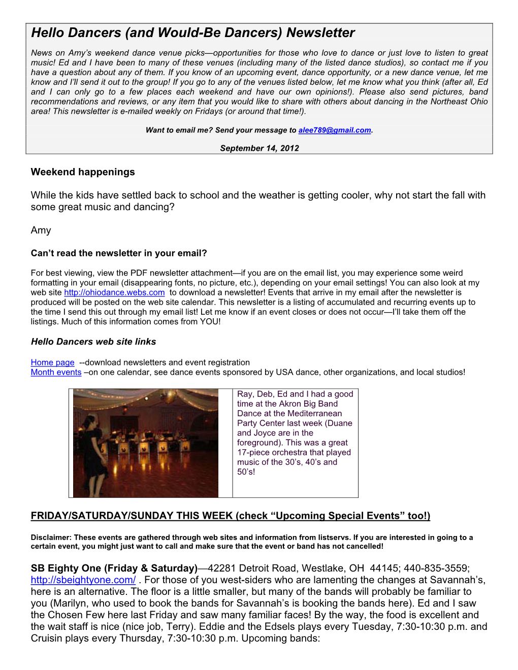 And Would-Be Dancers) Newsletter