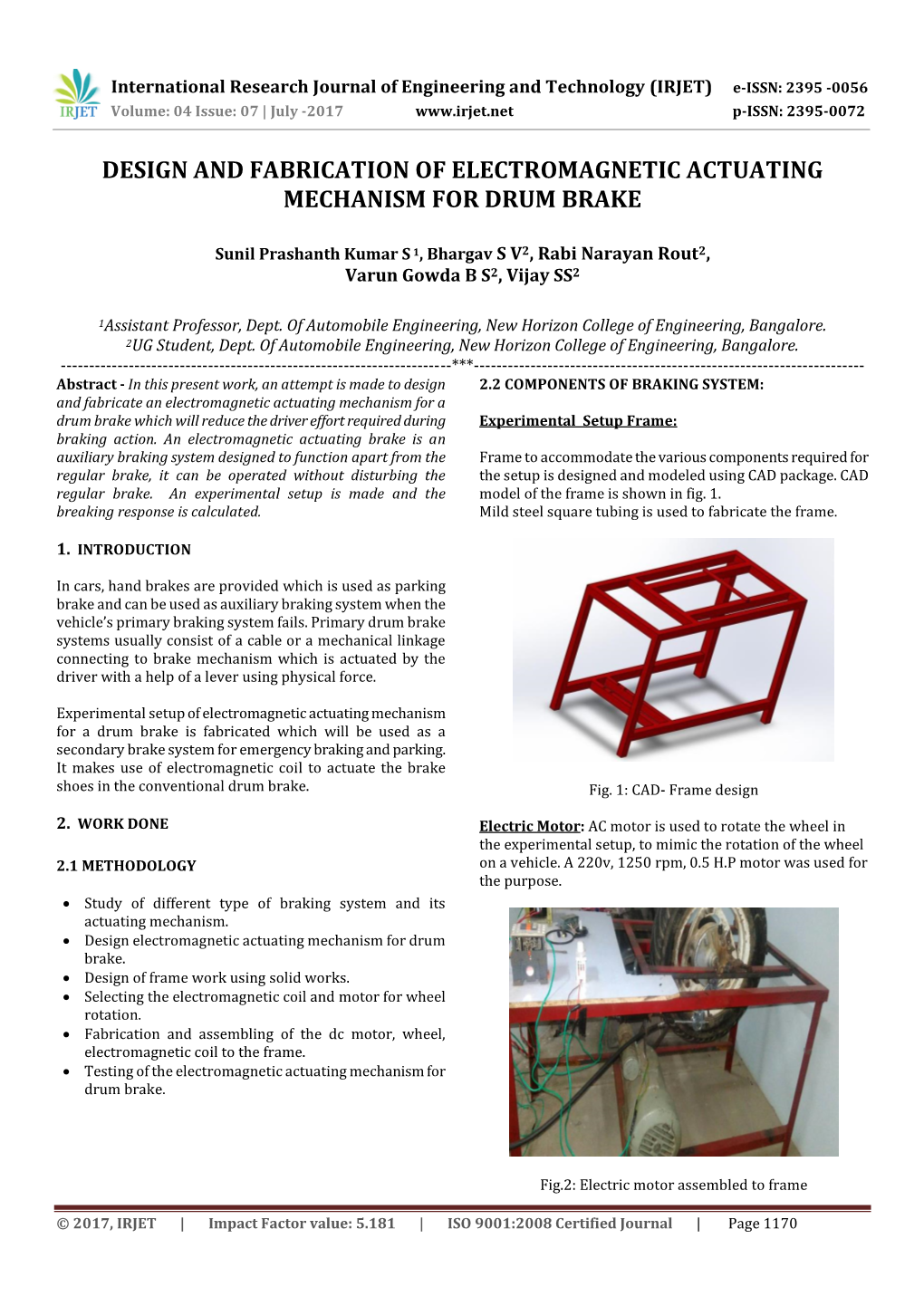 Design and Fabrication of Electromagnetic Actuating Mechanism for Drum Brake