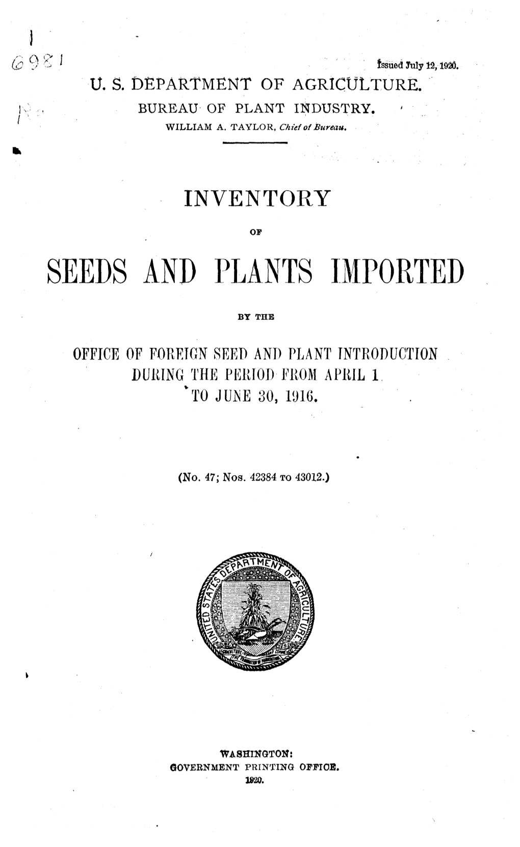 Seeds and Plants Imported