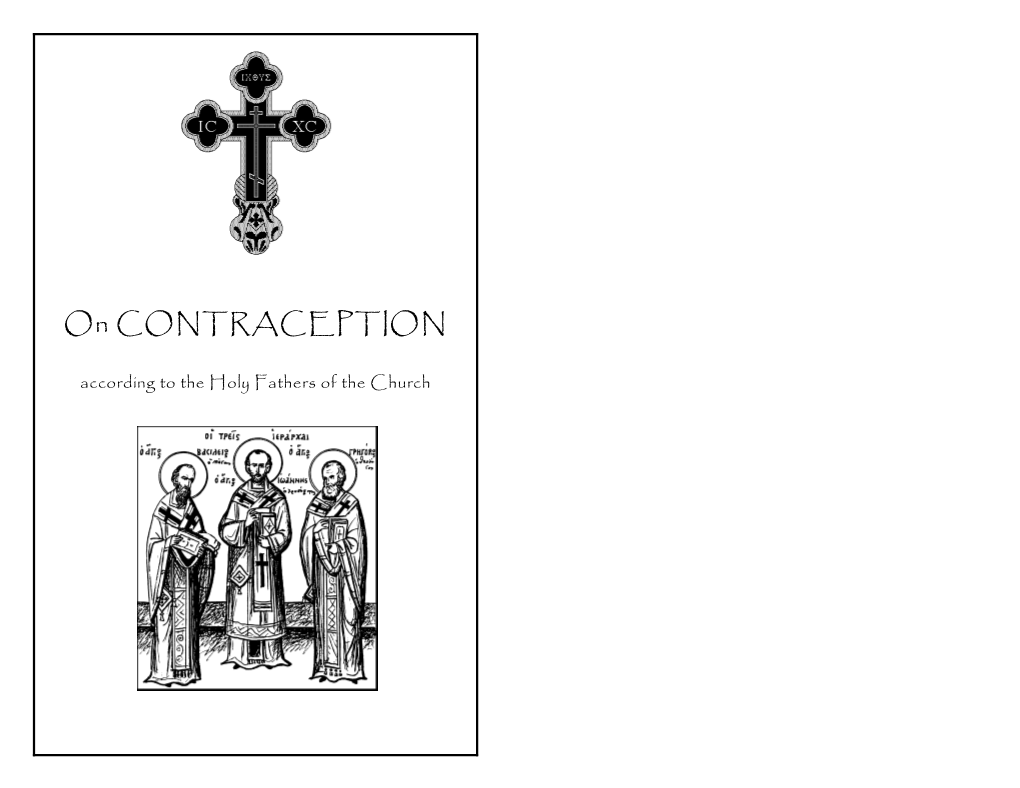 BOOKLET on CONTRACEPTION St. John Chrysostom
