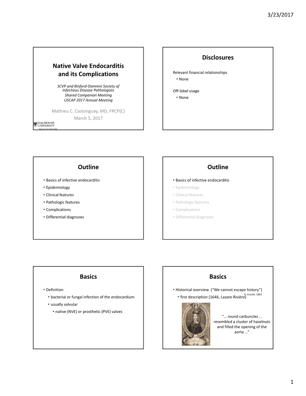 Native Valve Endocarditis and Its Complications Disclosures Outline Outline Basics Basics