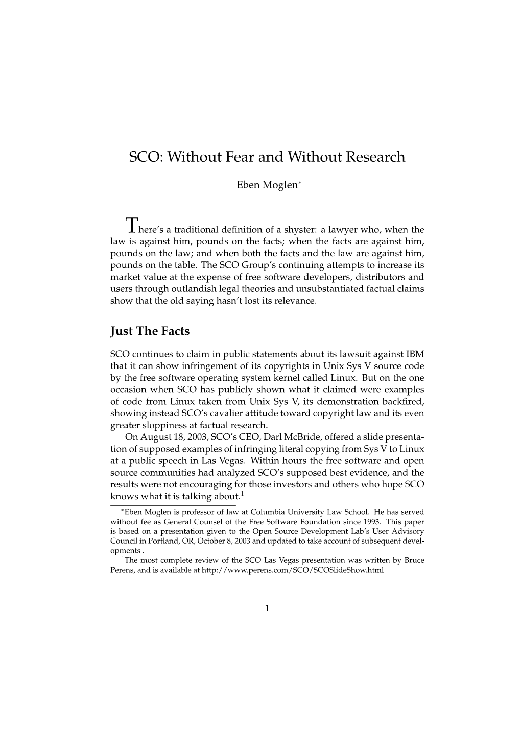 SCO: Without Fear and Without Research