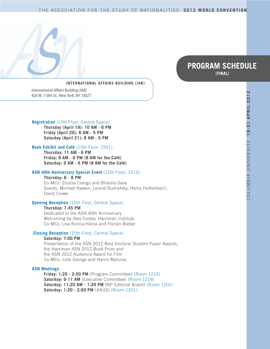 Program Schedule (Final)