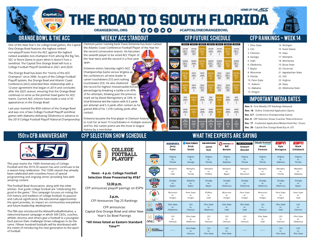 IMPORTANT MEDIA DATES CFP Rankings