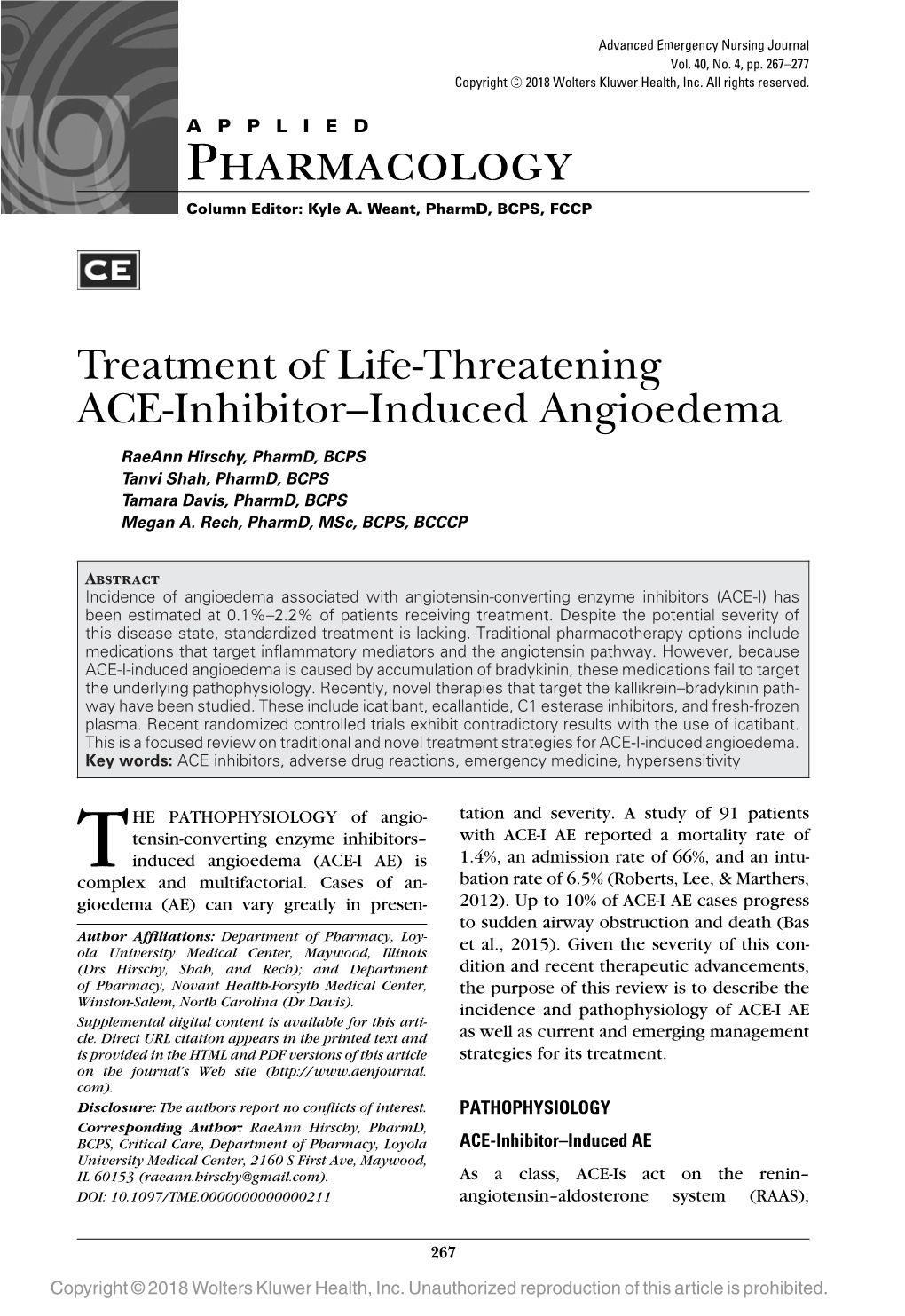 Pharmacology Column Editor: Kyle A