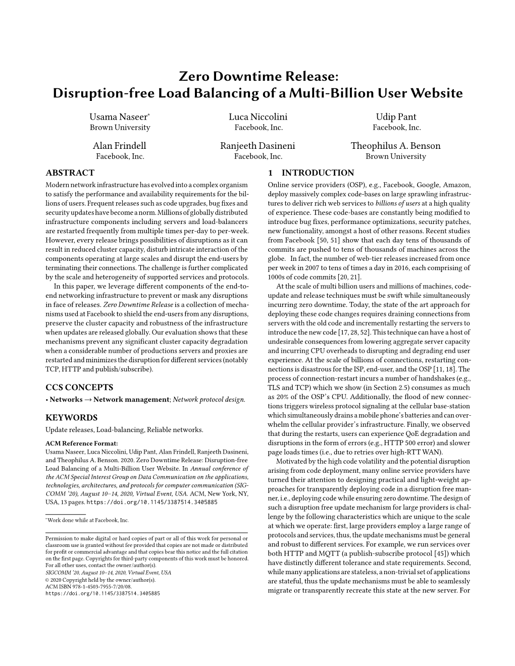 Zero Downtime Release: Disruption-Free Load Balancing of a Multi-Billion User Website