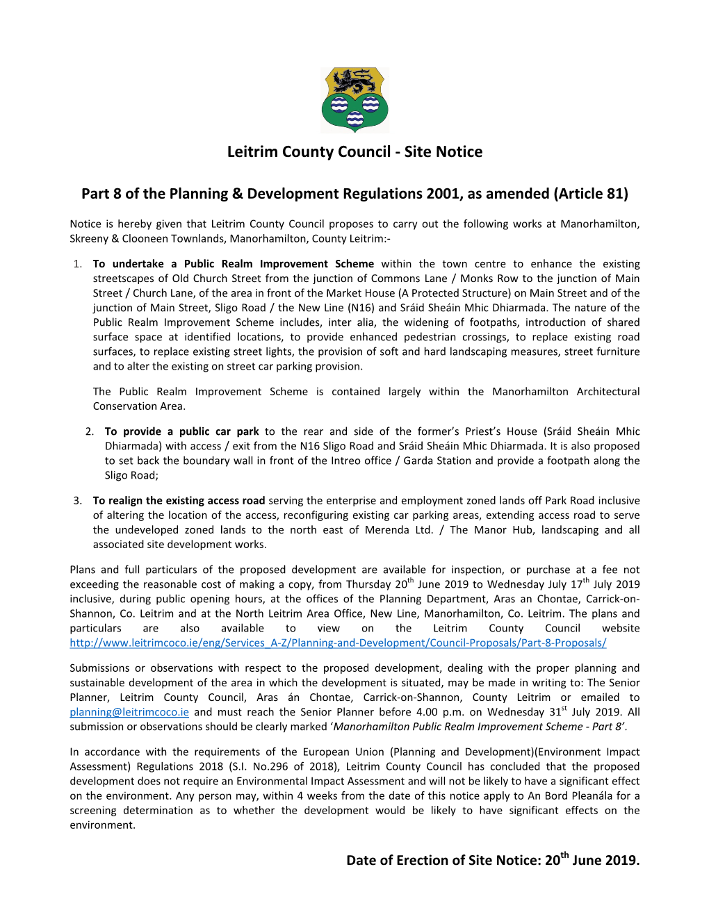 Leitrim County Council ‐ Site Notice