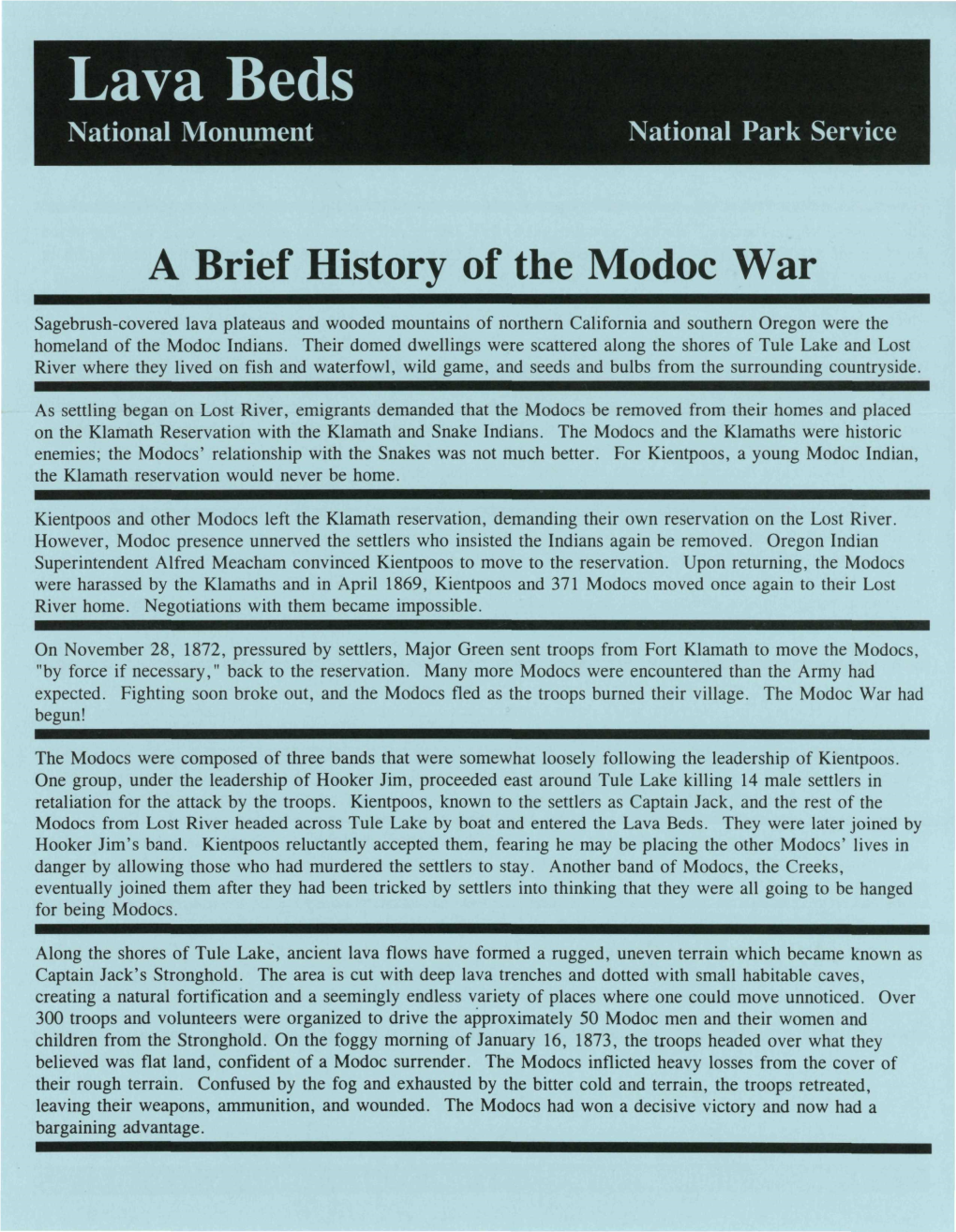 A Brief History of the Modoc War
