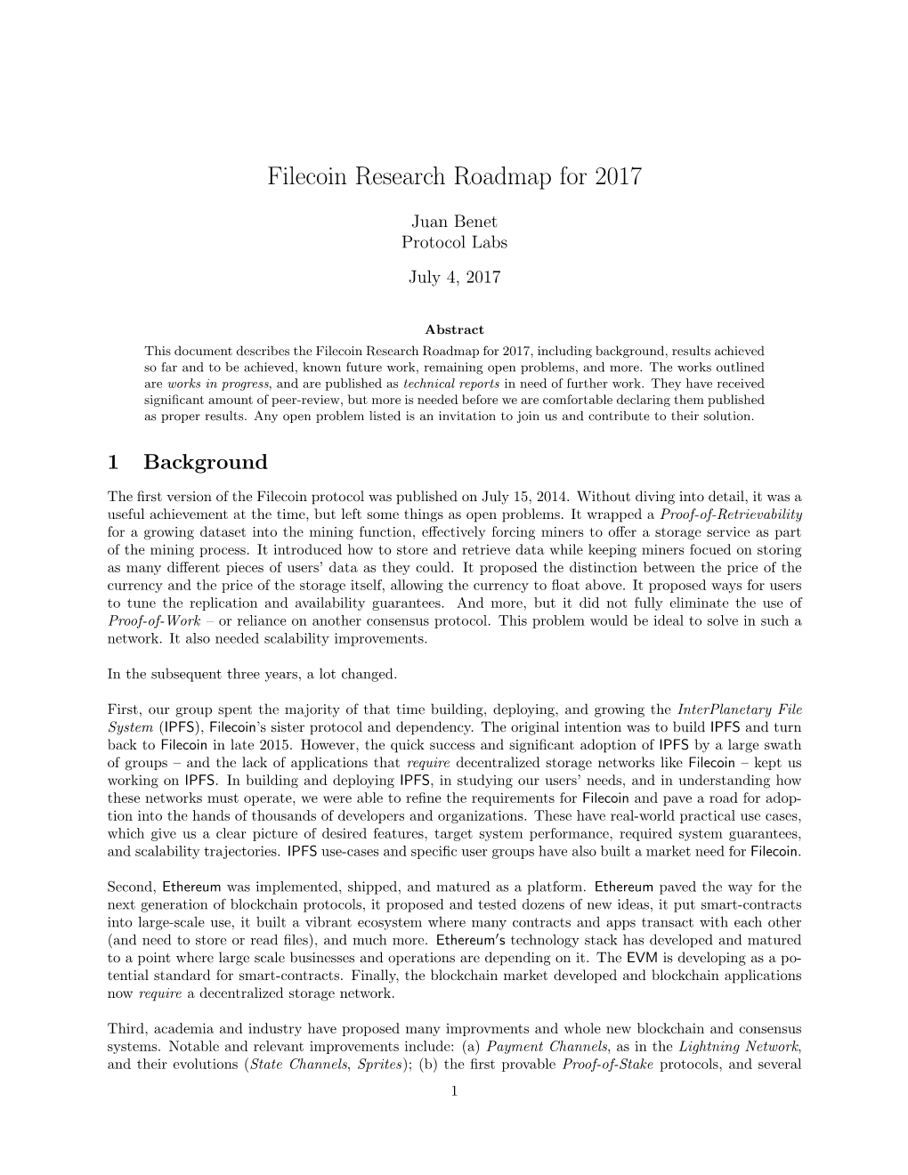 Filecoin Research Roadmap for 2017