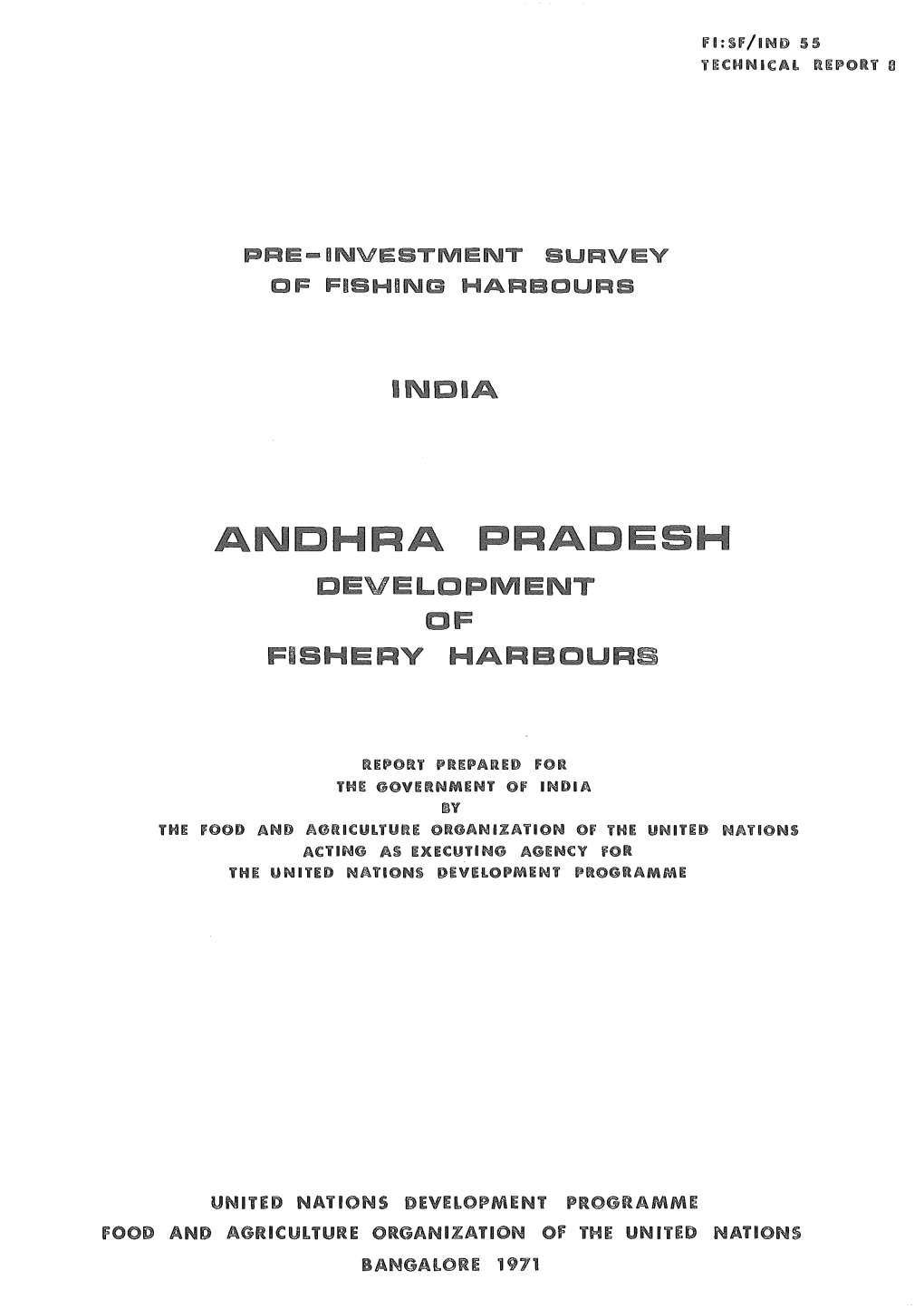 Andhra Pradesh, Development of Fishery Harbours, Pre-Investment