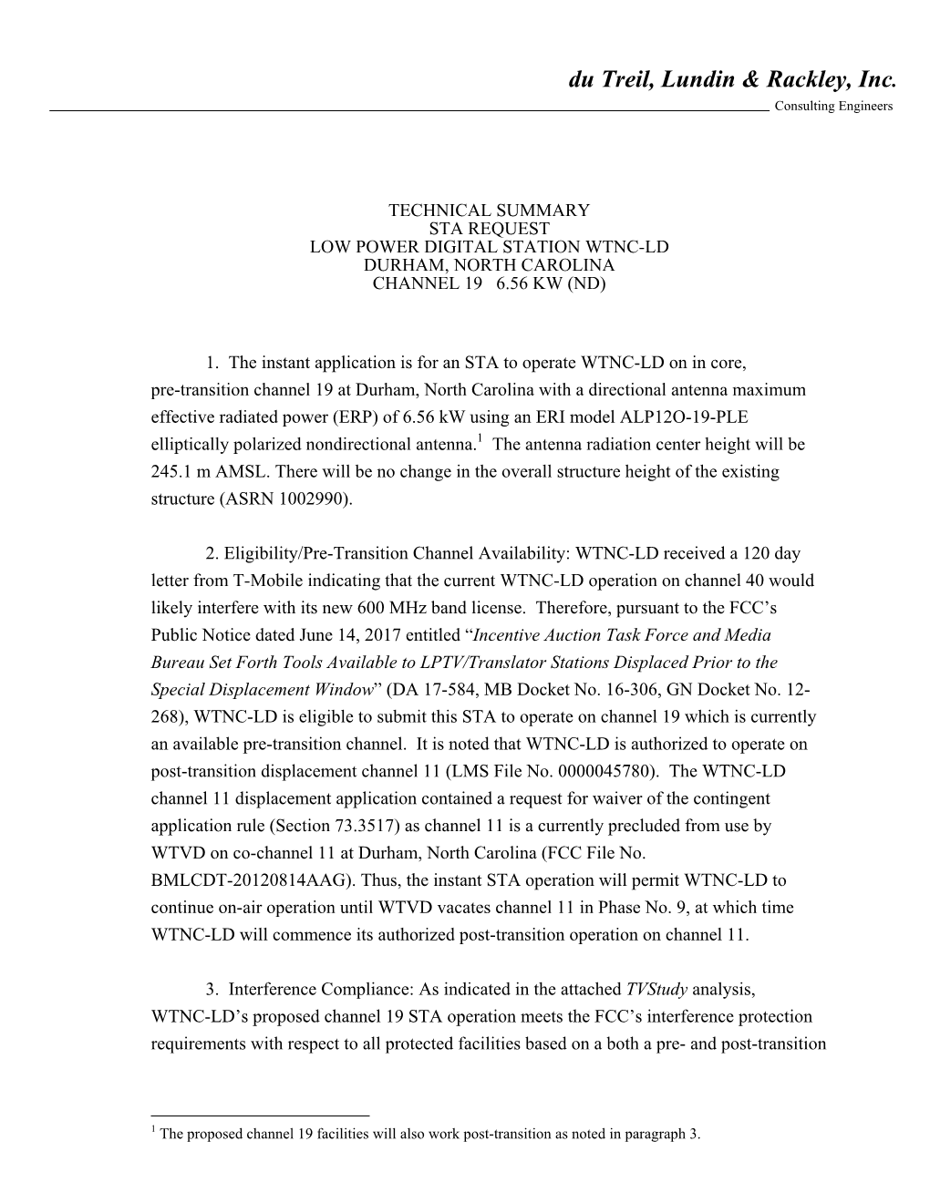 WTNC-LD STA Justification and Technical Summary.Pdf