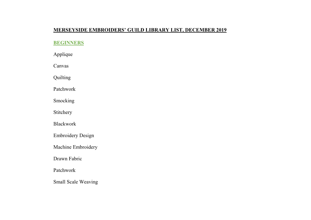 MEG Library List December 2019