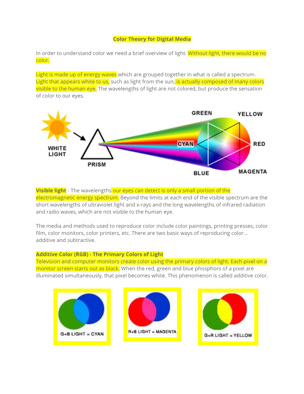 Color Theory for Digital Media in Order to Understand Color We Need A