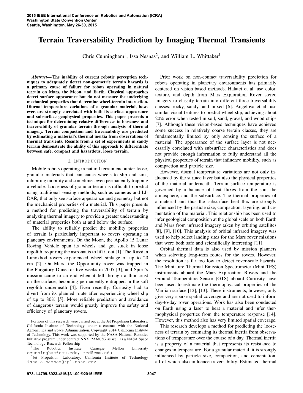 Terrain Traversability Prediction by Imaging Thermal Transients