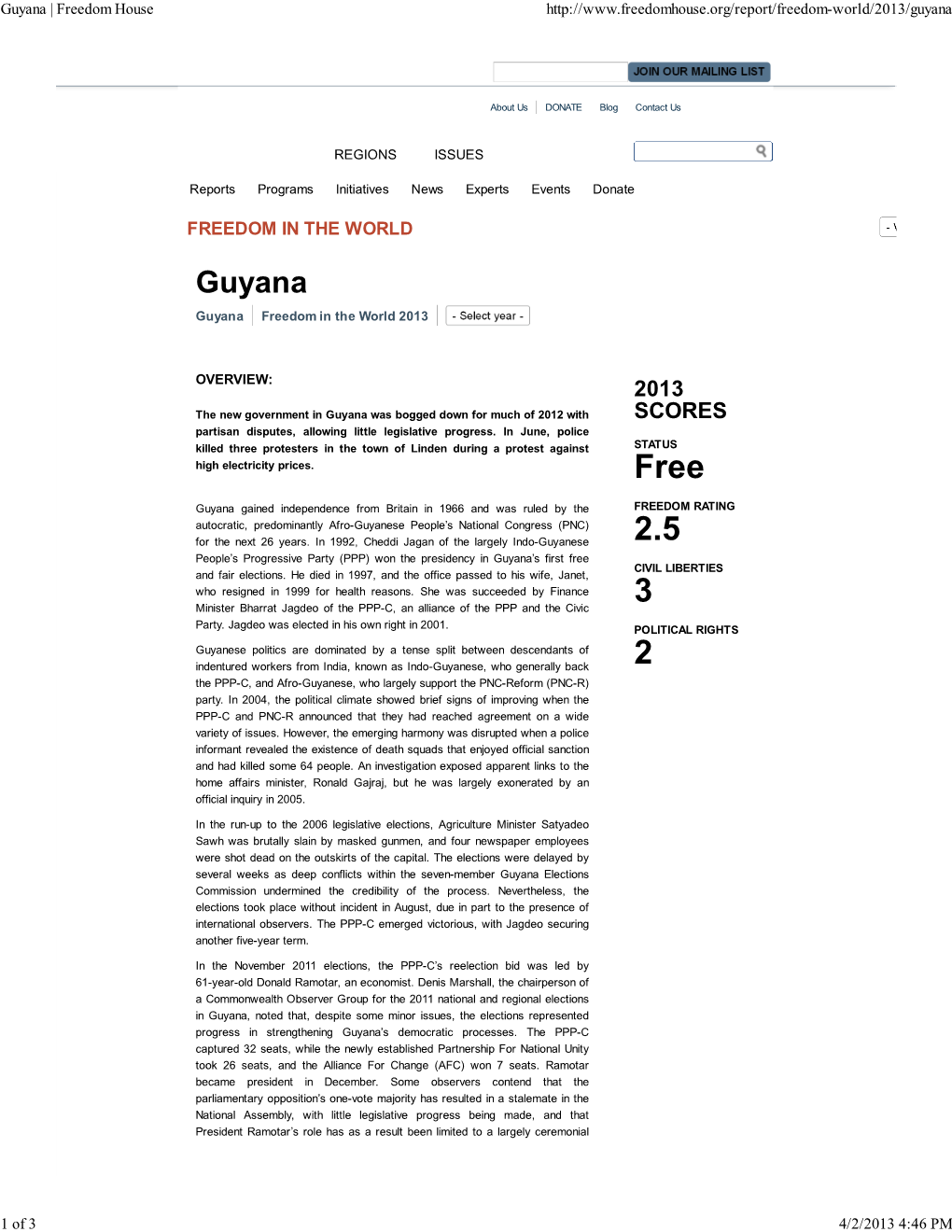 Guyana | Freedom House