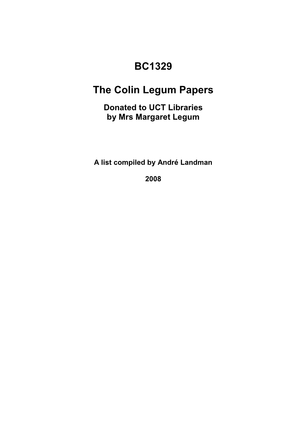 Colin Legum Papers