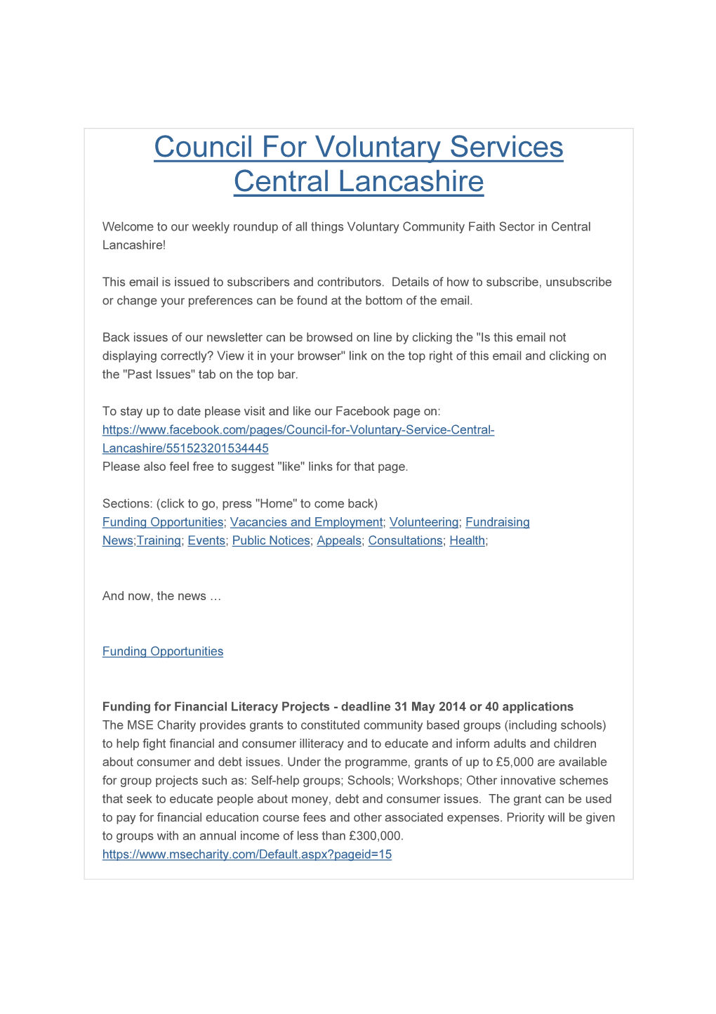 Council for Voluntary Services Central Lancashire, All Rights Reserved