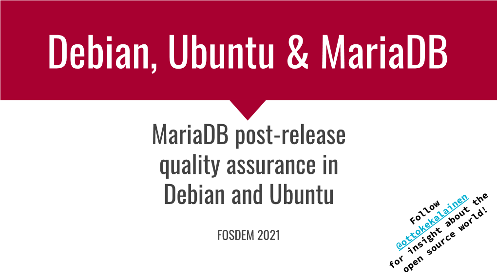 Debian, Ubuntu & Mariadb