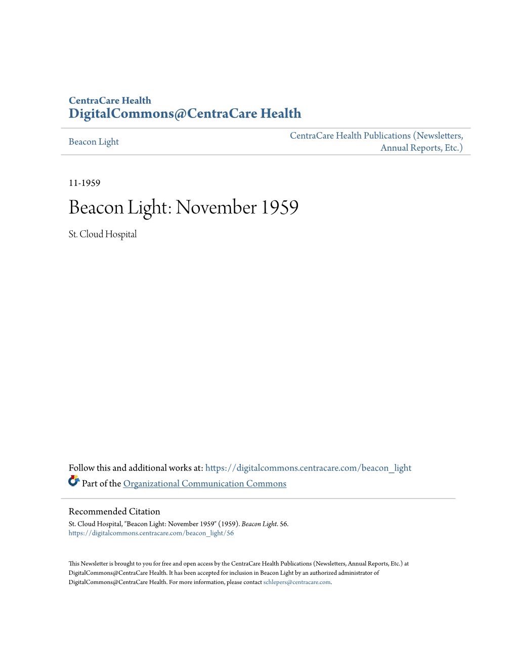 Beacon Light: November 1959 St