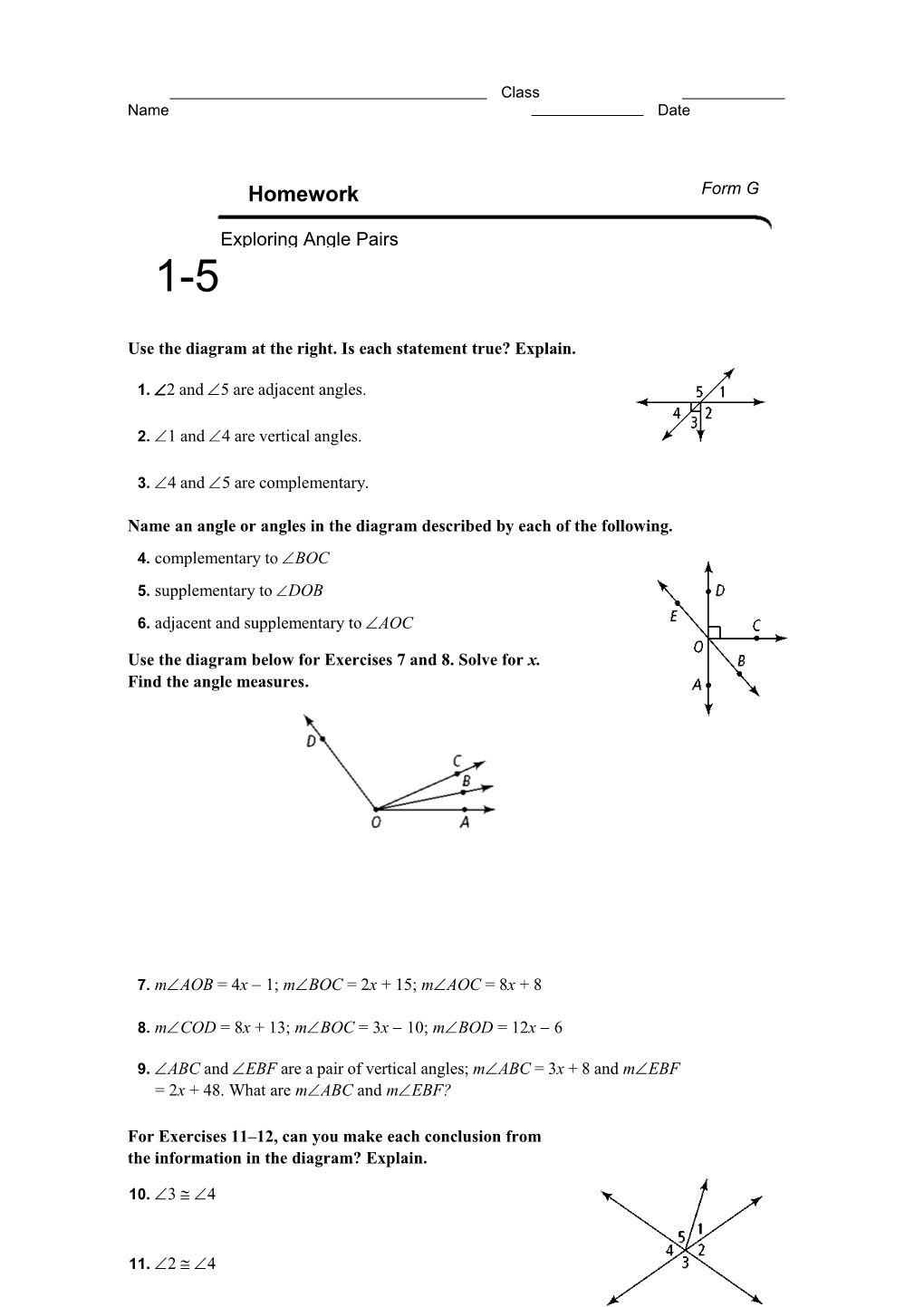 Use the Diagram at the Right. Is Each Statement True? Explain s1