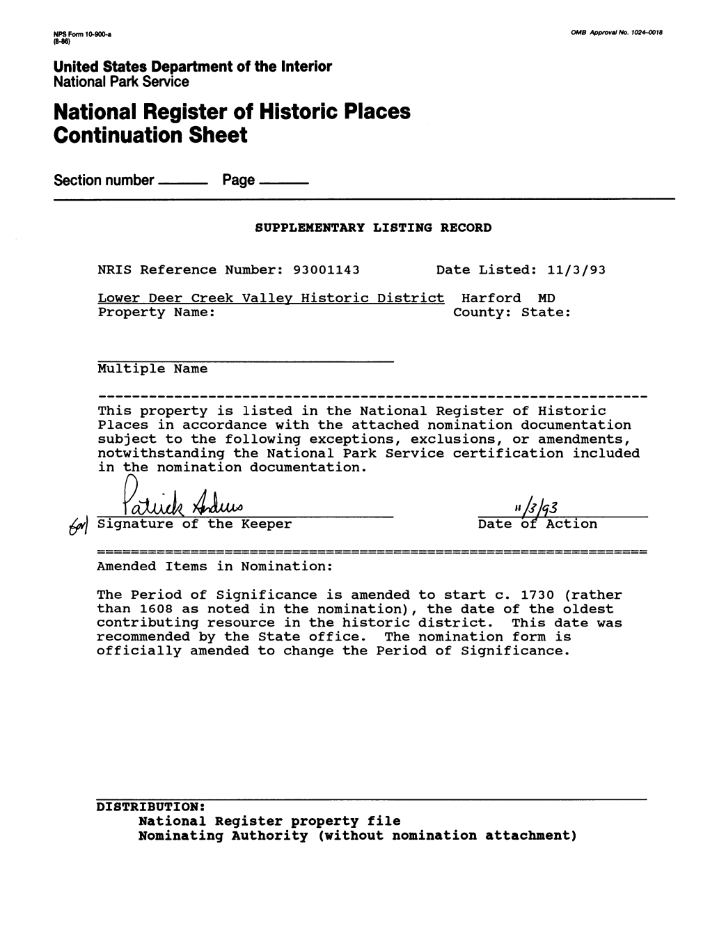 National Register of Historic Places Continuation Sheet