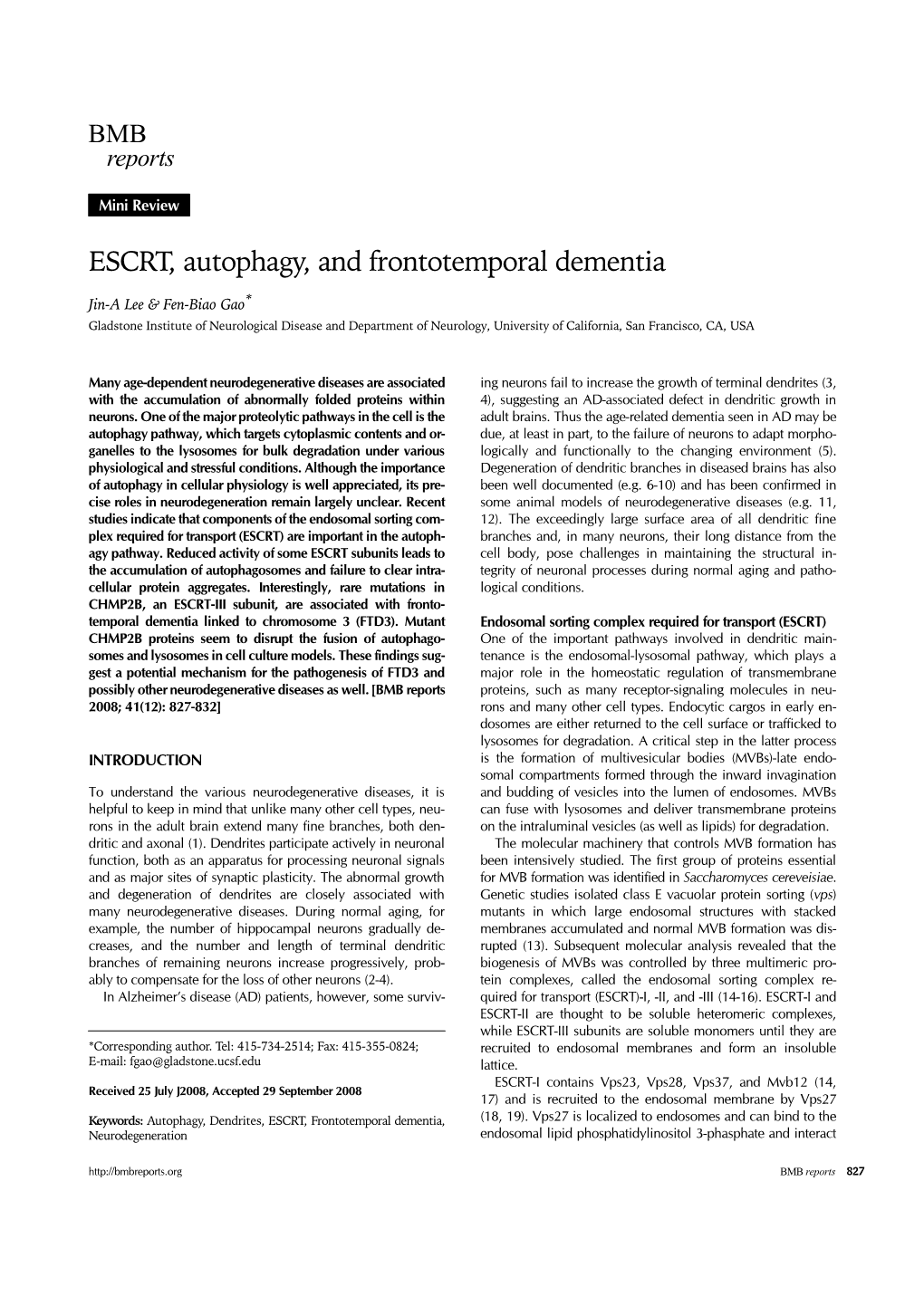 ESCRT, Autophagy, and Frontotemporal Dementia