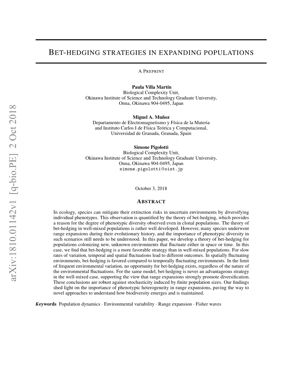 Bet-Hedging Strategies in Expanding Populations