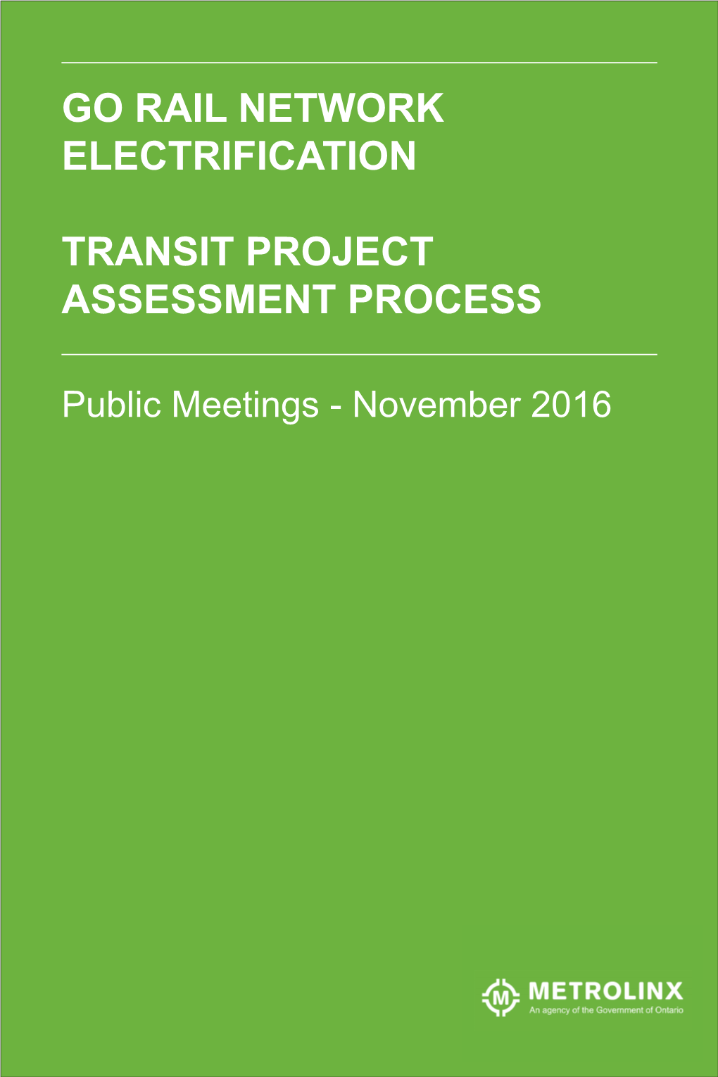 GO Electrification Transit Project Assessment