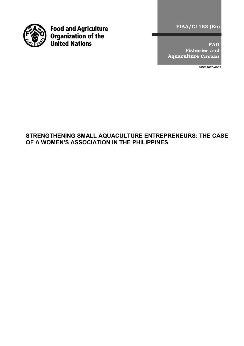 Strengthening Small Aquaculture Entrepreneurs: the Case of a Women's Association in the Philippines