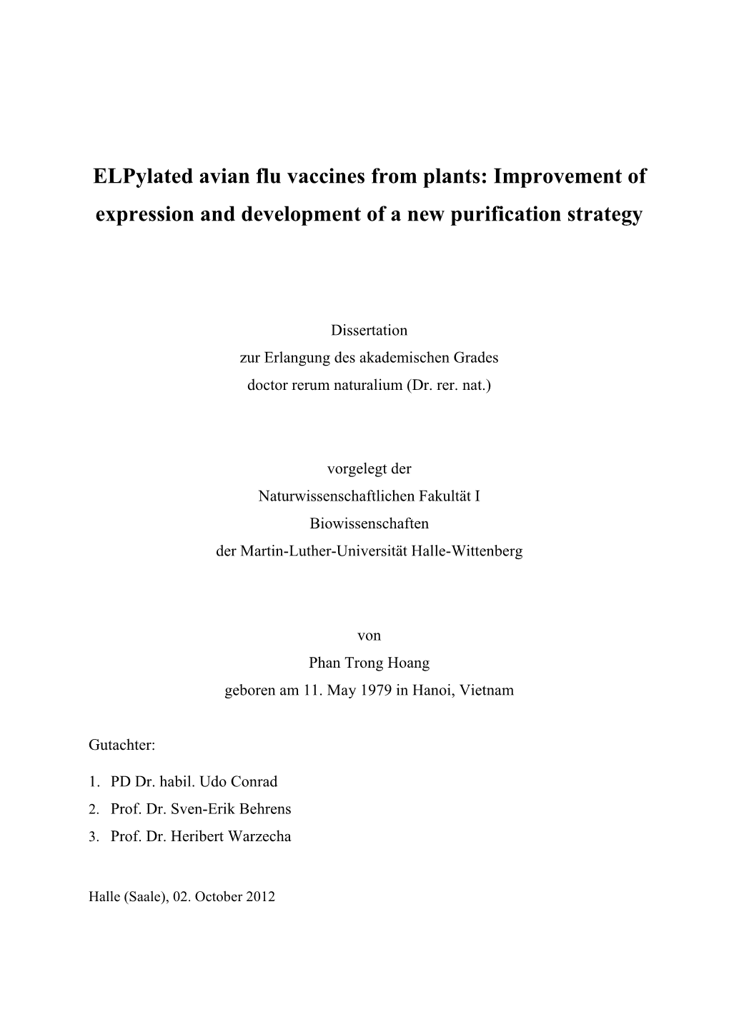 Elpylated Avian Flu Vaccines: Improvement of Expression And