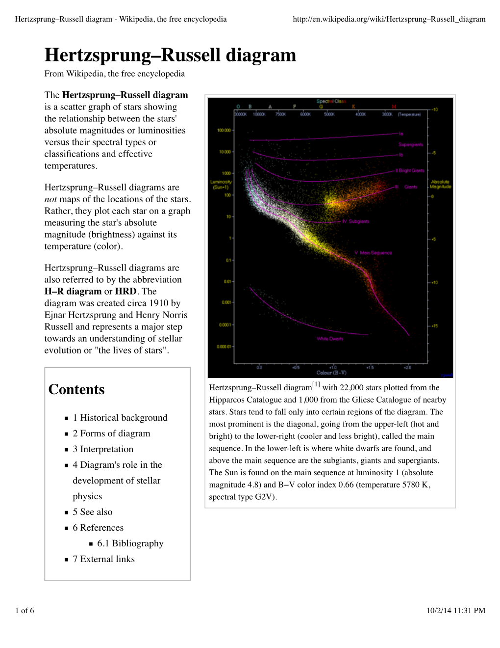 Hertzsprung–Russell Diagram - Wikipedia, the Free Encyclopedia