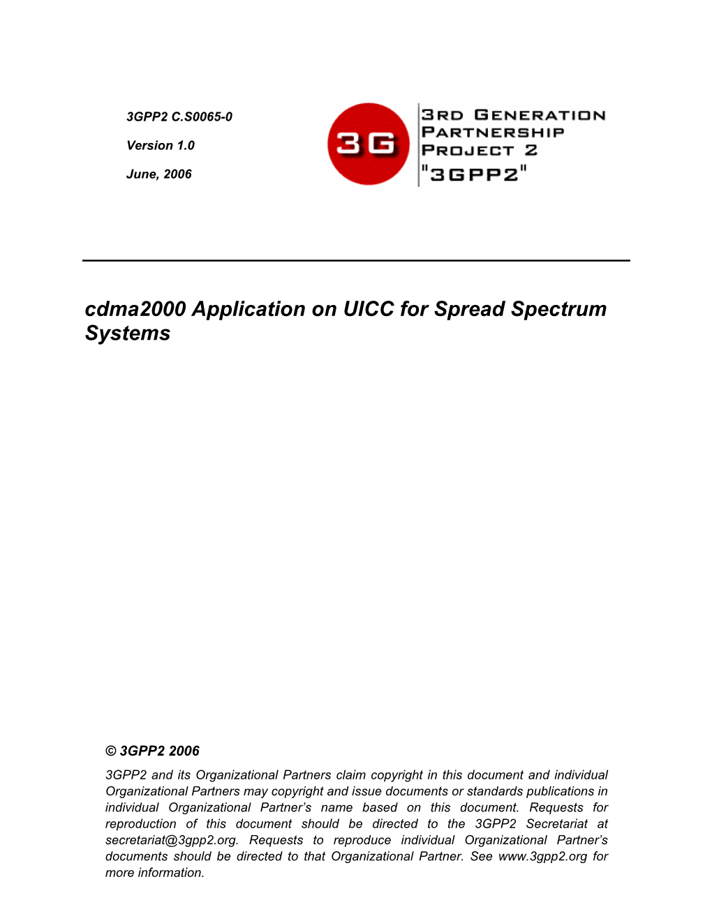 Cdma2000 Application on UICC for Spread Spectrum Systems