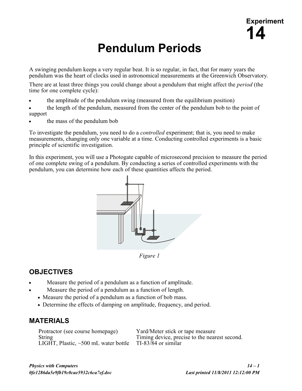 Pendulum Periods