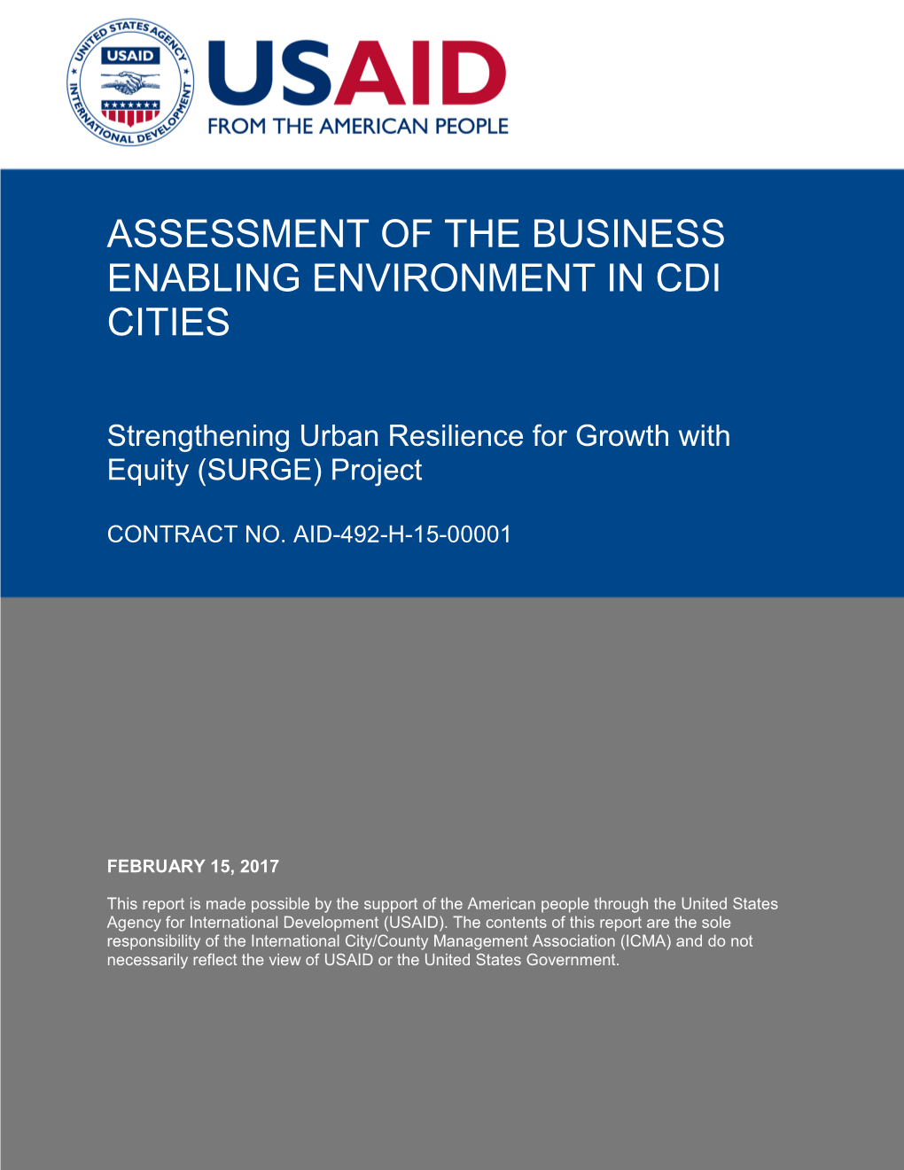 Assessment of the Business Enabling Environment in Cdi Cities
