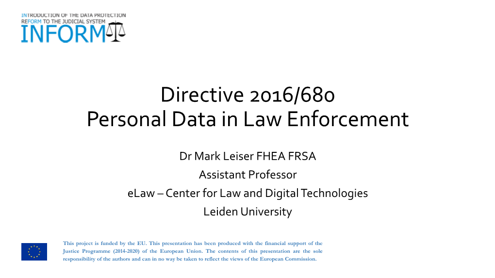 Directive 2016/680 Personal Data in Law Enforcement