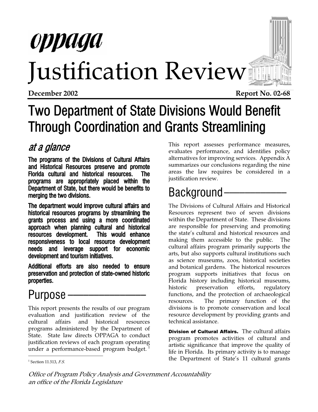 Justification Review December 2002 Report No