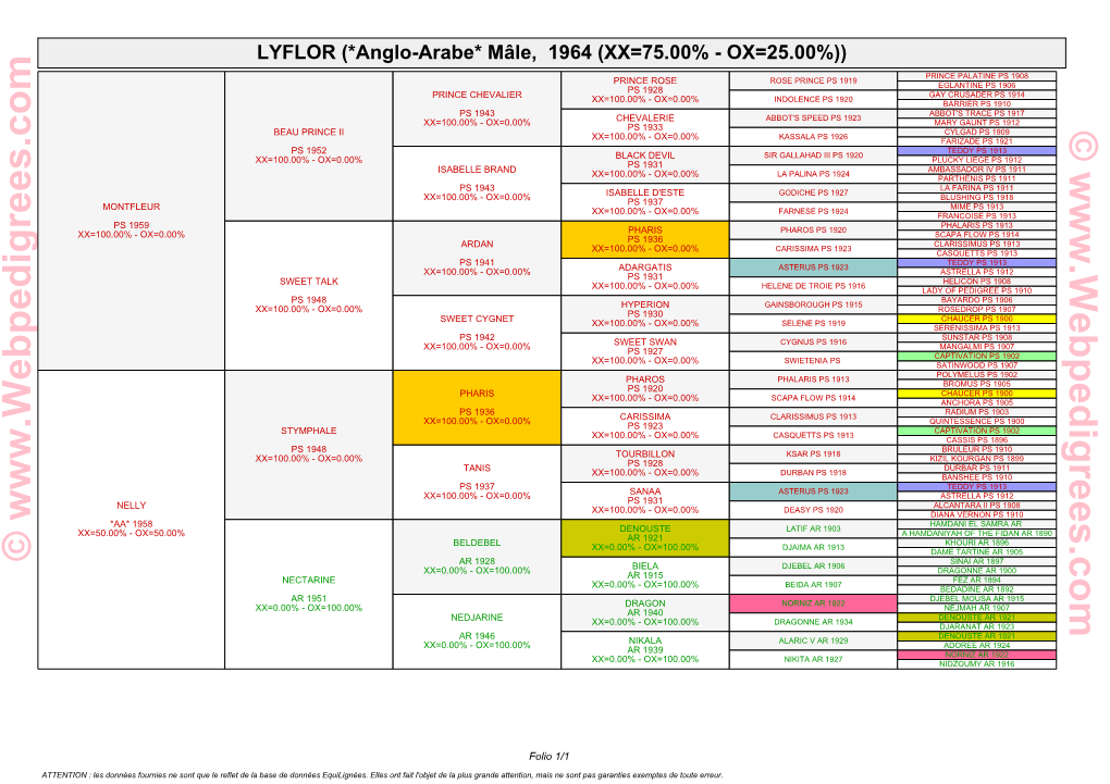 (*Anglo-Arabe* Mâle, 1964 (XX=75.00%