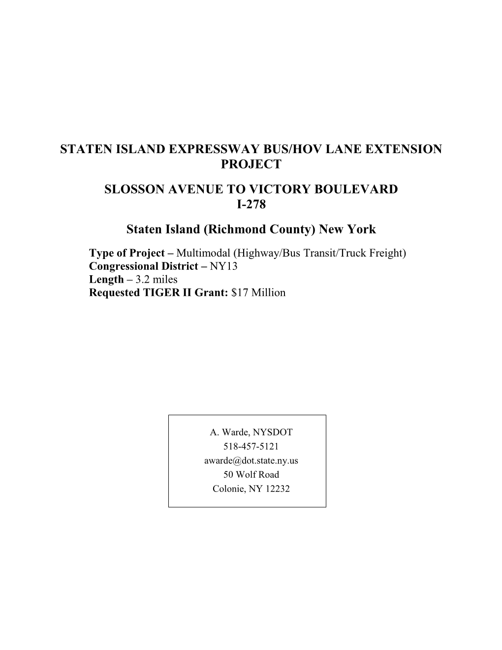 Staten Island Expressway Bus/Hov Lane Extension