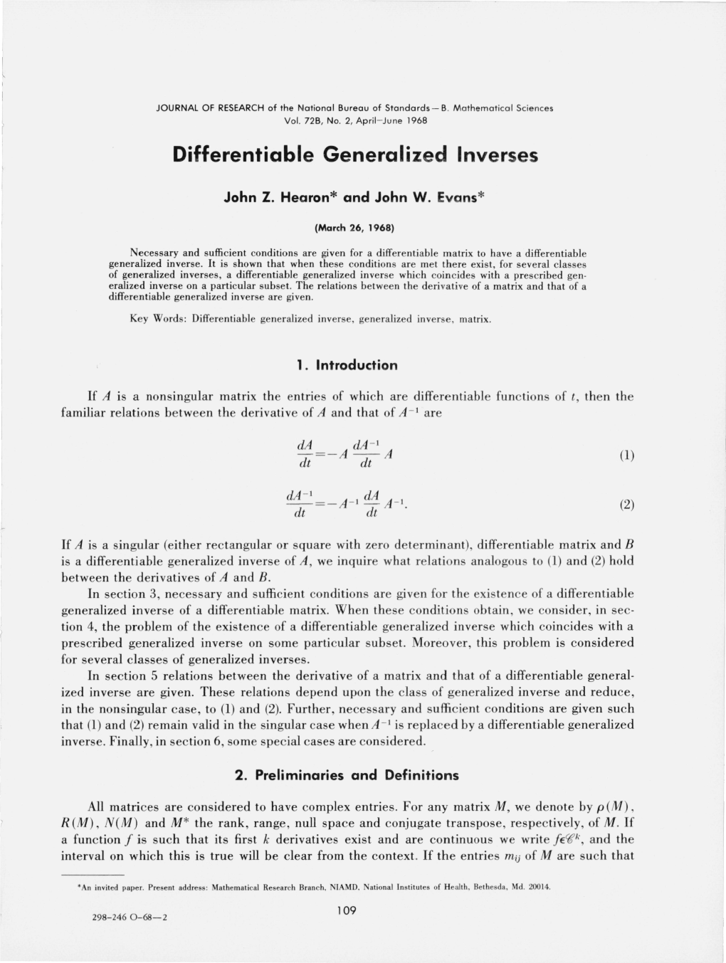 Differentiable Generalized Inverses