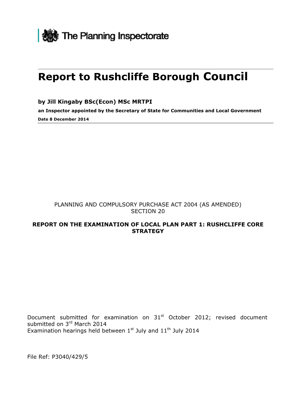 Report to Rushcliffe Borough Council