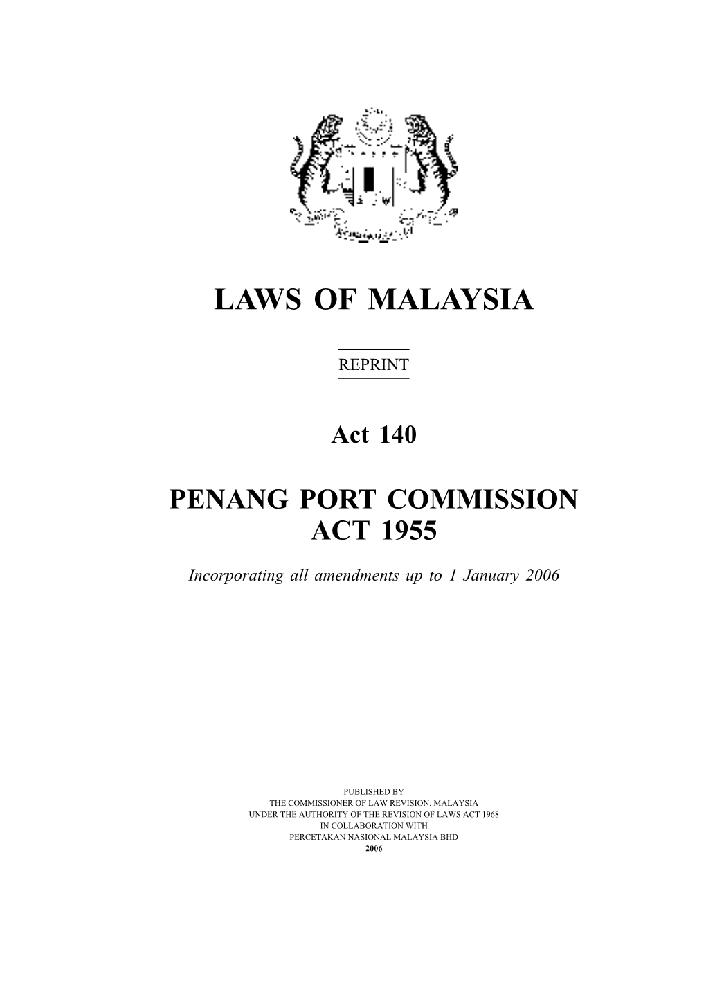 Penang Port Commission Act 1955 (Act 140) 4.Pdf