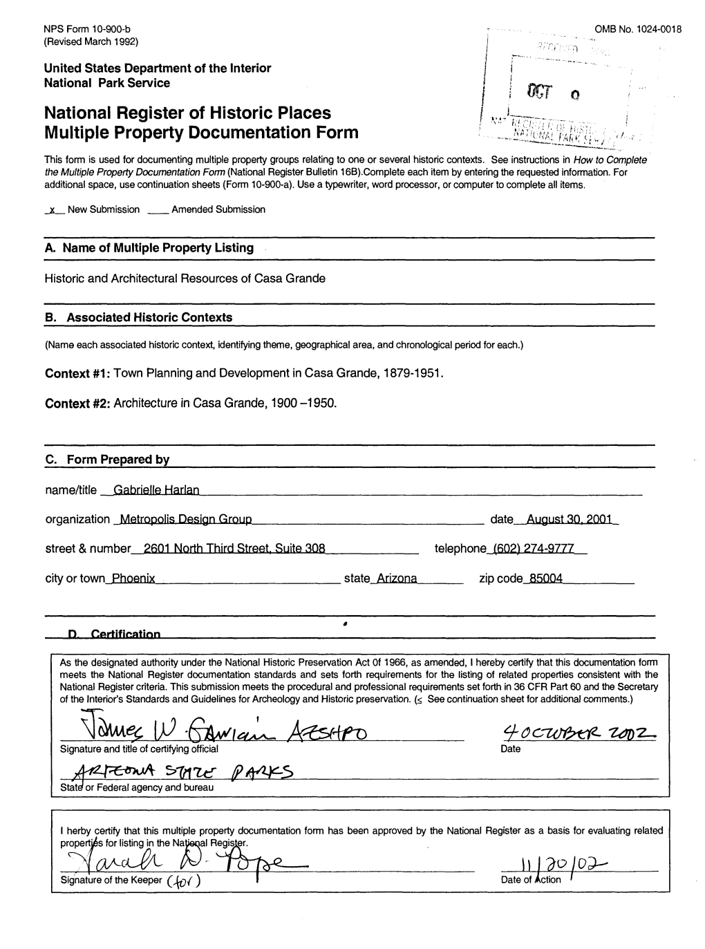 National Register of Historic Places Multiple Property Documentation Form